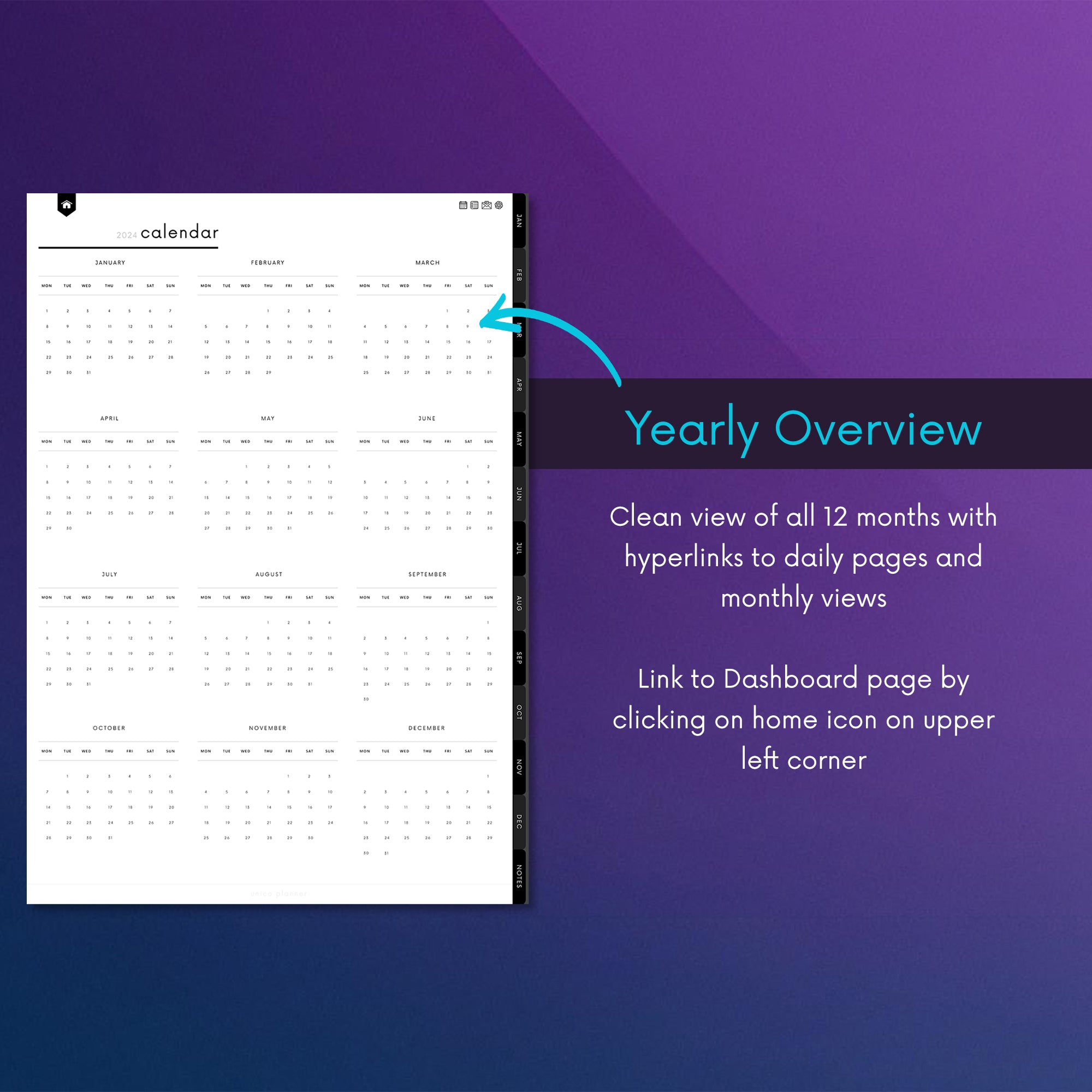 2024 Unico Digital Planner + Widget/Sticker Pack