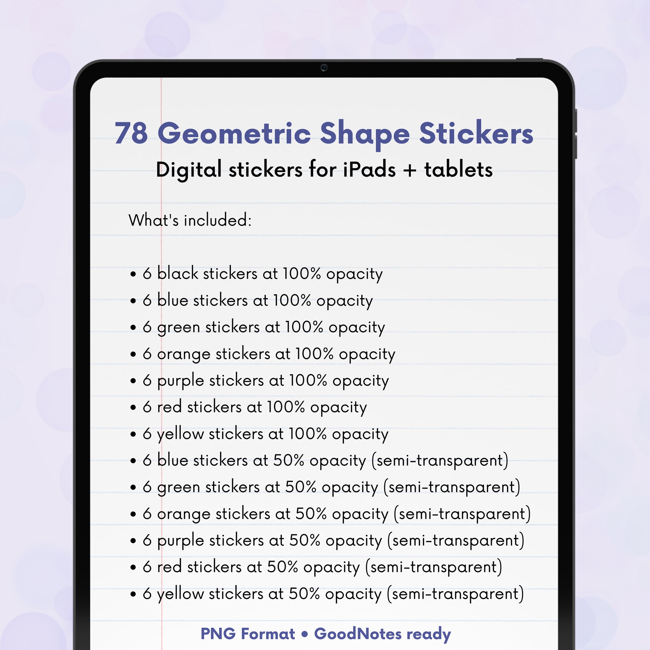 78 Geometric Shape Stickers (Black + Rainbow)